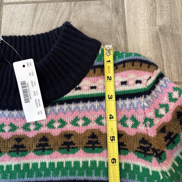 NWT J. Crew Fair Isle Cozy Multicolor Mock Neck Wool Blend Sweater Sz XS - Picture 8 of 10